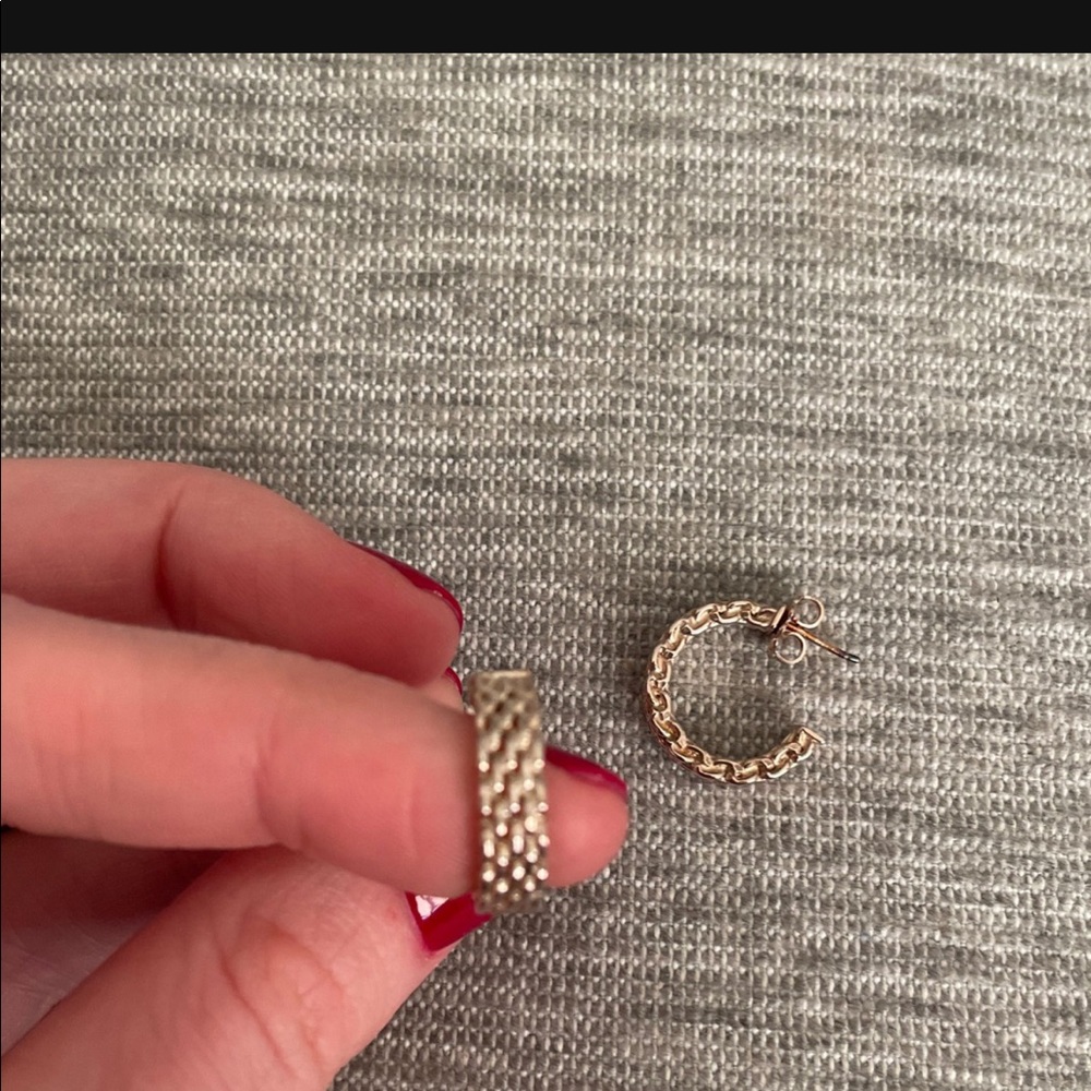 Tiffany & Co small mesh hoop earrings